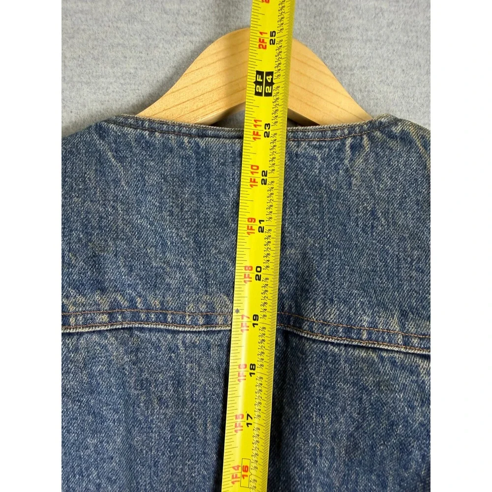 Vintage Polo Ralph Lauren Denim Vest Plaid Lined Blue Mens Medium 90s western